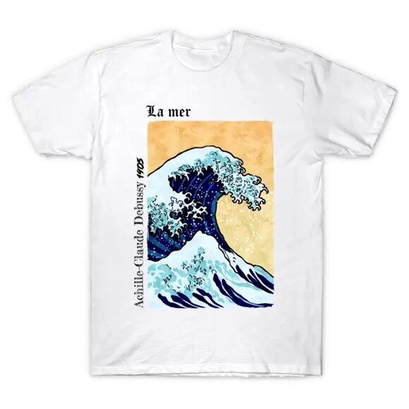 NEW La Mer The Great Wave off T Shirt Mens XL White Short Sleeve Graphic Tee - Picture 1 of 5